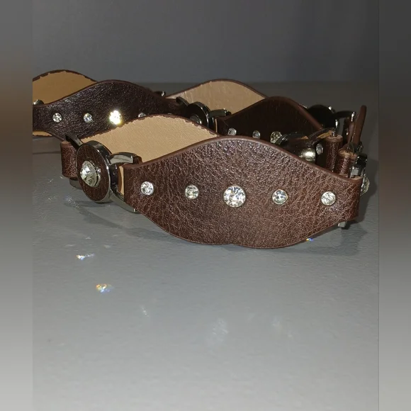 Fashion Woman Brown Belt with Rhinestone NWT - Picture 2 of 4